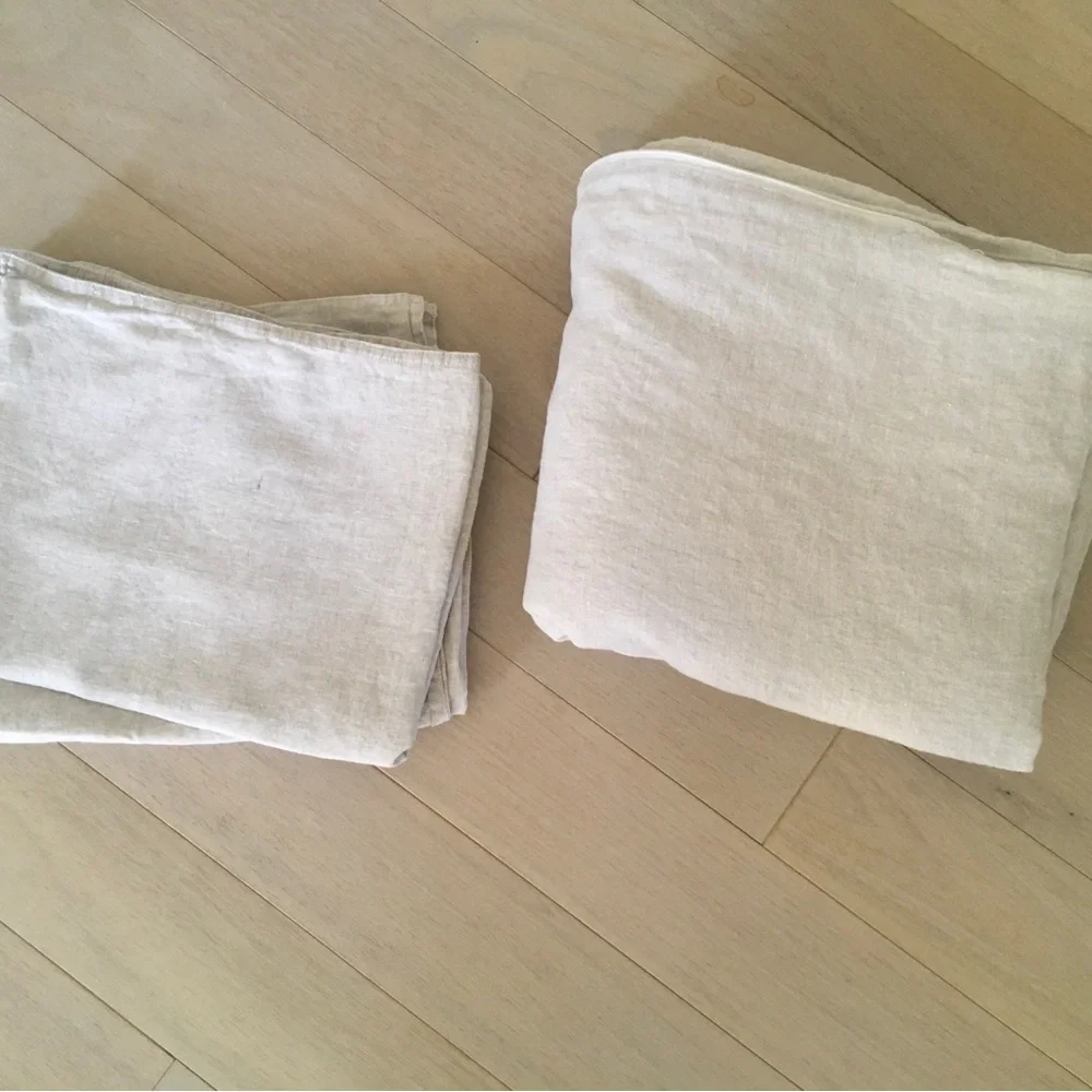Dapu French linen Minimalist natural Duvet Cover Set with 2 shams